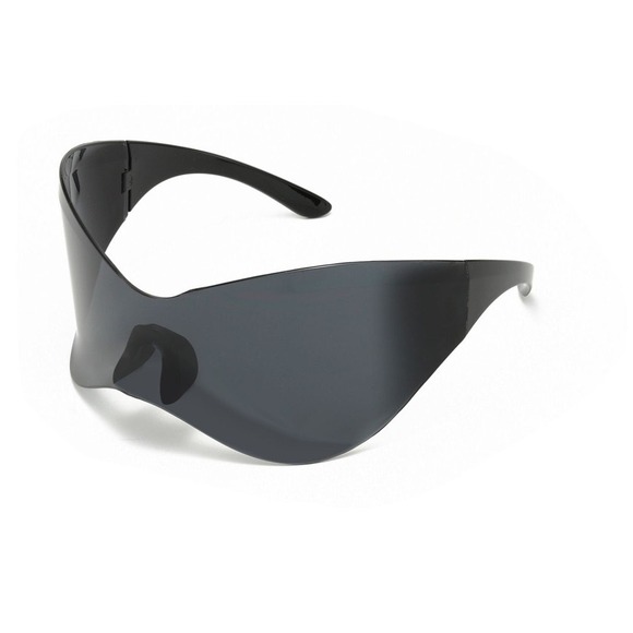 Futuristic Shield Sunglasses Oversized Wrap Luxury Dark Black Lens Hip Hop Gafas - Picture 2 of 6